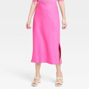 A new day stretch silk midi skirt